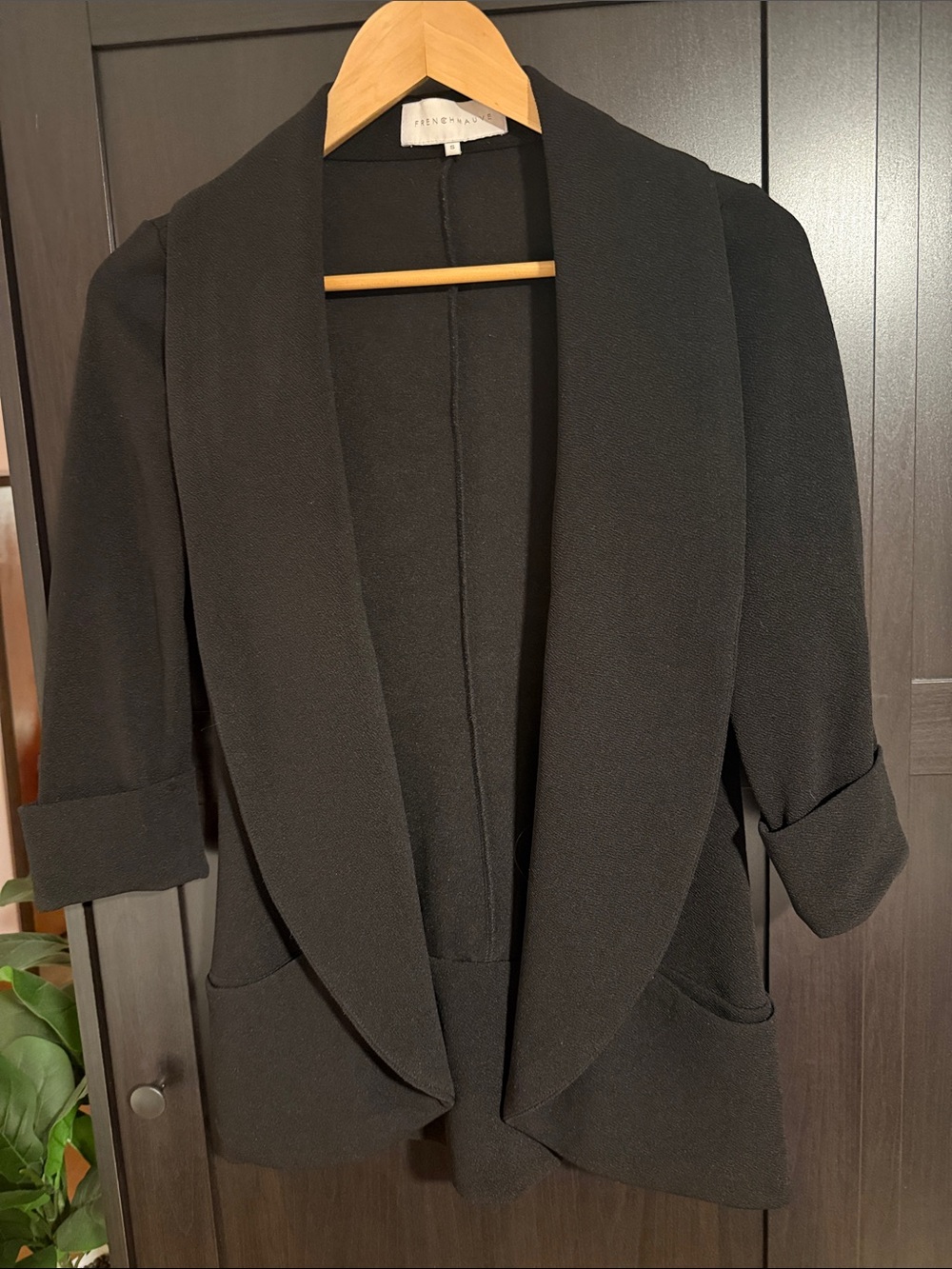 Frenchmauve (Stitch Fix) Black Open-Front Draped Blazer